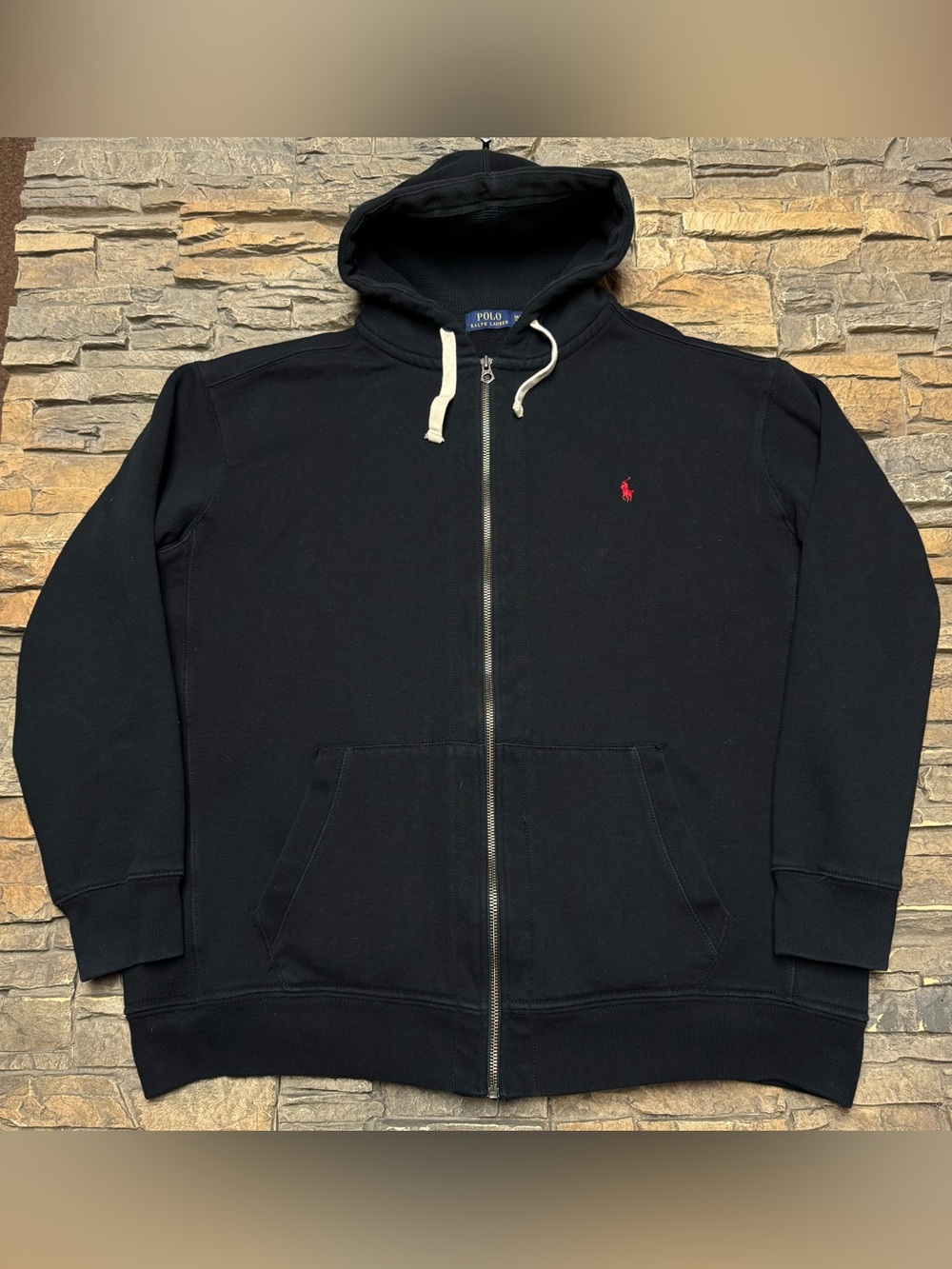 Polo Ralph Lauren Full Zip Hoodie Sweatshirt Mens 3XL Tall Black Lined Warm